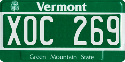 VT license plate XOC269