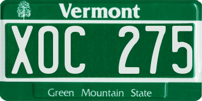 VT license plate XOC275