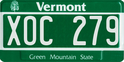 VT license plate XOC279
