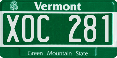 VT license plate XOC281