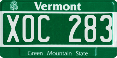 VT license plate XOC283