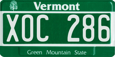 VT license plate XOC286