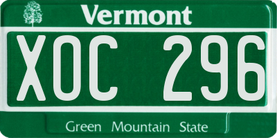VT license plate XOC296