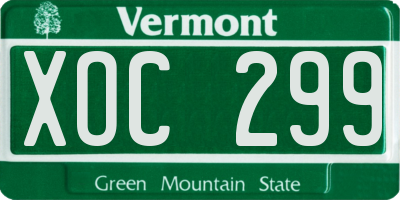VT license plate XOC299