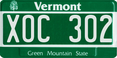 VT license plate XOC302
