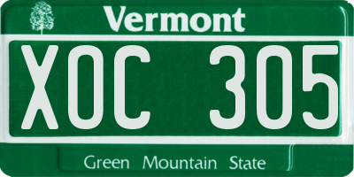 VT license plate XOC305