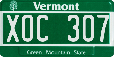 VT license plate XOC307