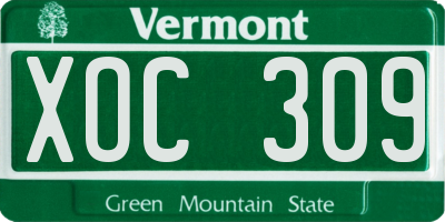 VT license plate XOC309