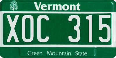 VT license plate XOC315