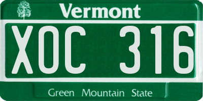 VT license plate XOC316