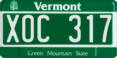 VT license plate XOC317