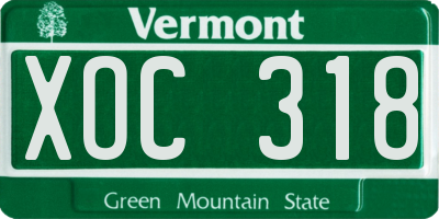VT license plate XOC318