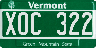 VT license plate XOC322