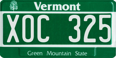 VT license plate XOC325