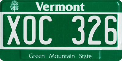 VT license plate XOC326