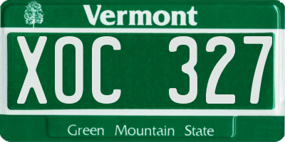 VT license plate XOC327