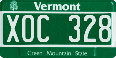 VT license plate XOC328