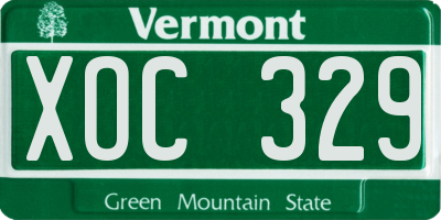 VT license plate XOC329