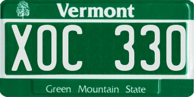 VT license plate XOC330