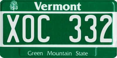 VT license plate XOC332