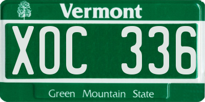VT license plate XOC336