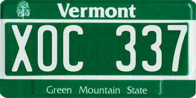 VT license plate XOC337
