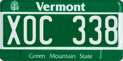 VT license plate XOC338