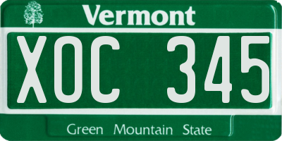 VT license plate XOC345