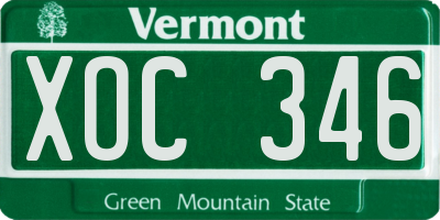 VT license plate XOC346