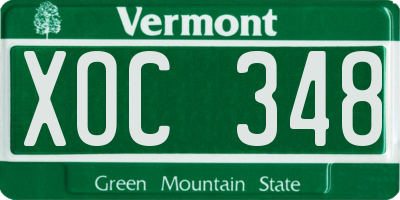 VT license plate XOC348