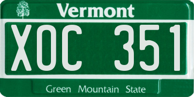 VT license plate XOC351