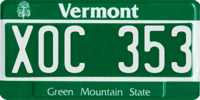 VT license plate XOC353