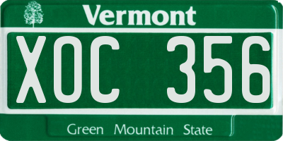 VT license plate XOC356