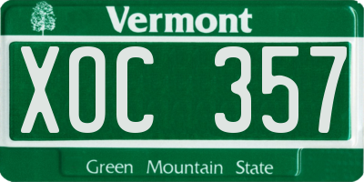 VT license plate XOC357
