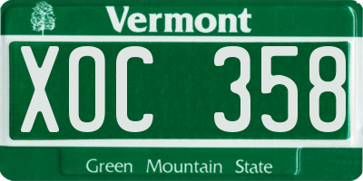 VT license plate XOC358