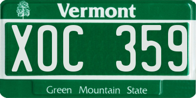 VT license plate XOC359