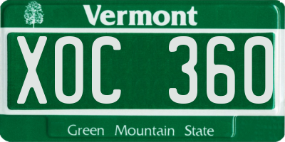 VT license plate XOC360