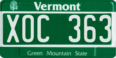VT license plate XOC363