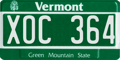 VT license plate XOC364