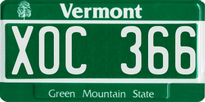 VT license plate XOC366