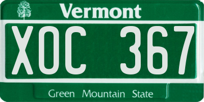 VT license plate XOC367