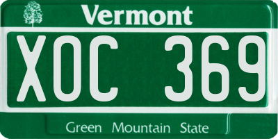 VT license plate XOC369