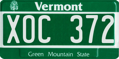 VT license plate XOC372