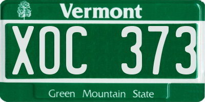 VT license plate XOC373