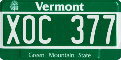 VT license plate XOC377