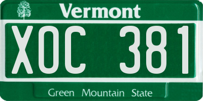VT license plate XOC381