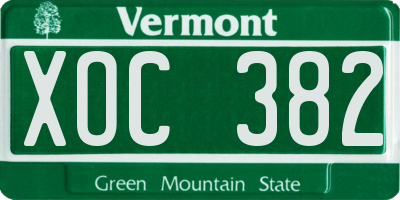 VT license plate XOC382