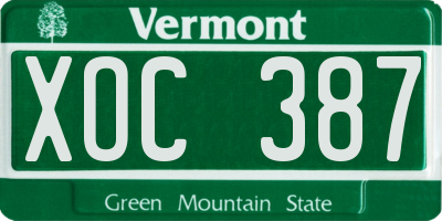 VT license plate XOC387