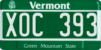 VT license plate XOC393