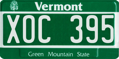 VT license plate XOC395